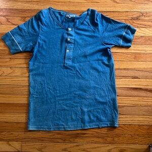 NWOT Merz B Schwanen Indigo dyed Henley - Size 7